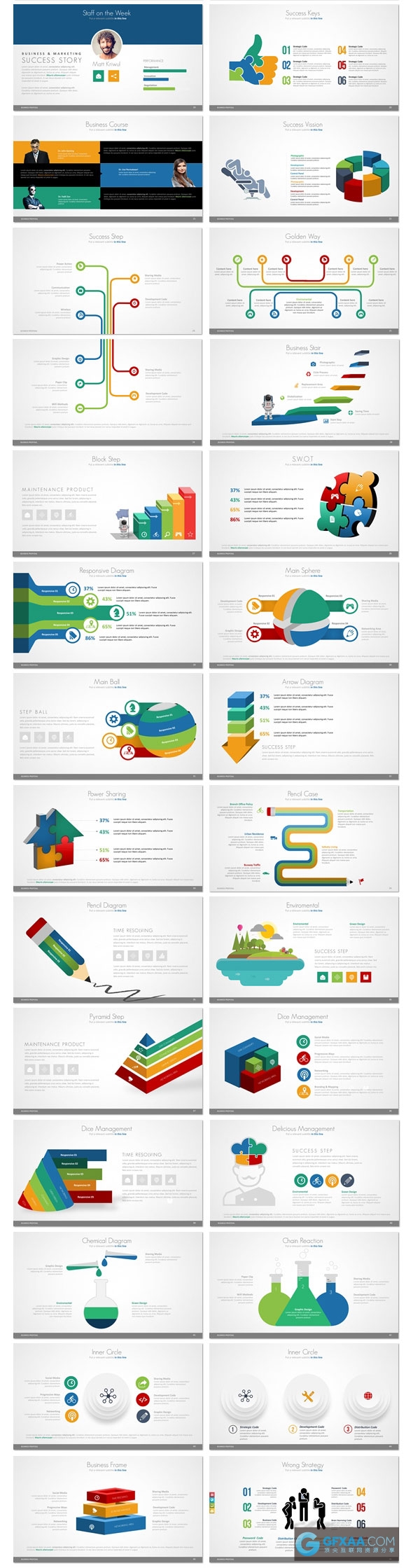 欧美精美图形图表展示PPT模板 - 顶尖PPT