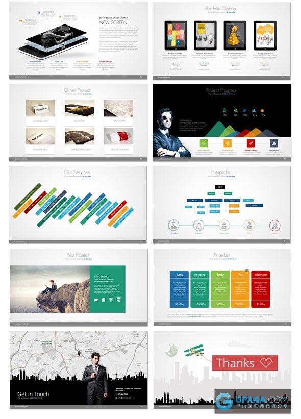 欧美精美图形图表展示PPT模板 - 顶尖PPT