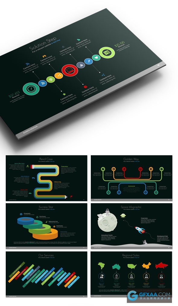欧美精美图形图表展示PPT模板 - 顶尖PPT