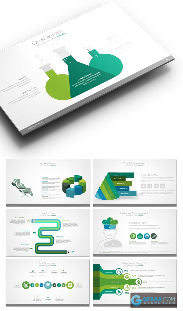 欧美精美图形图表展示PPT模板 - 顶尖PPT