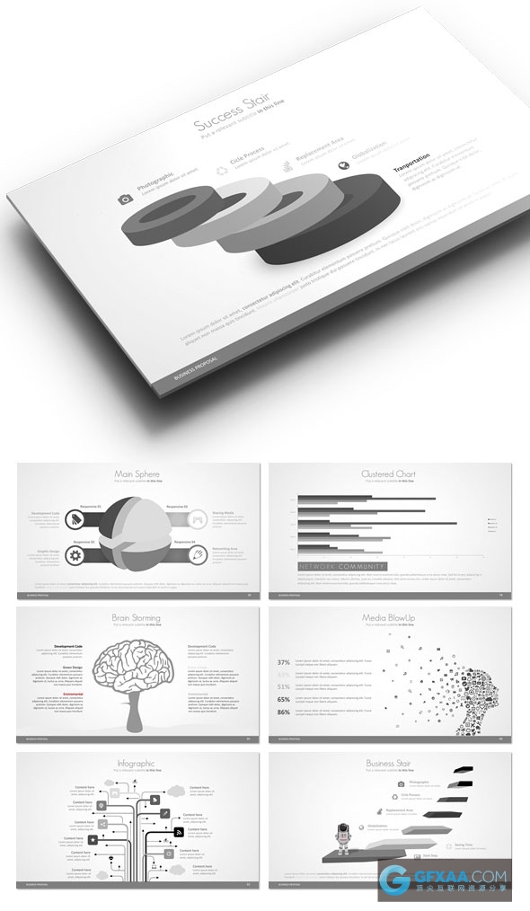 欧美精美图形图表展示PPT模板 - 顶尖PPT
