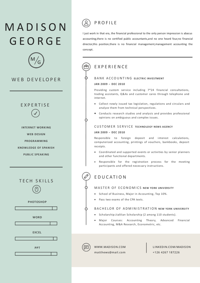 文艺清新英文简历模板 - 顶尖PPT