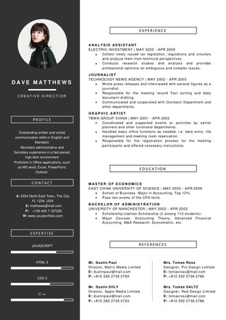 欧美大气英文简历模板 - 顶尖PPT