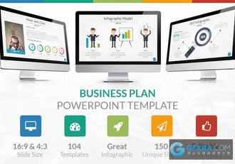 150页扁平化多种配色图形图标商务PPT模板 - 顶尖PPT