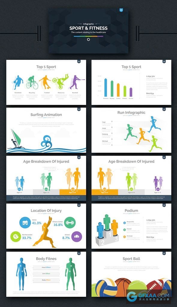 300页多色系UI设计风格keynote模板 - 顶尖PPT