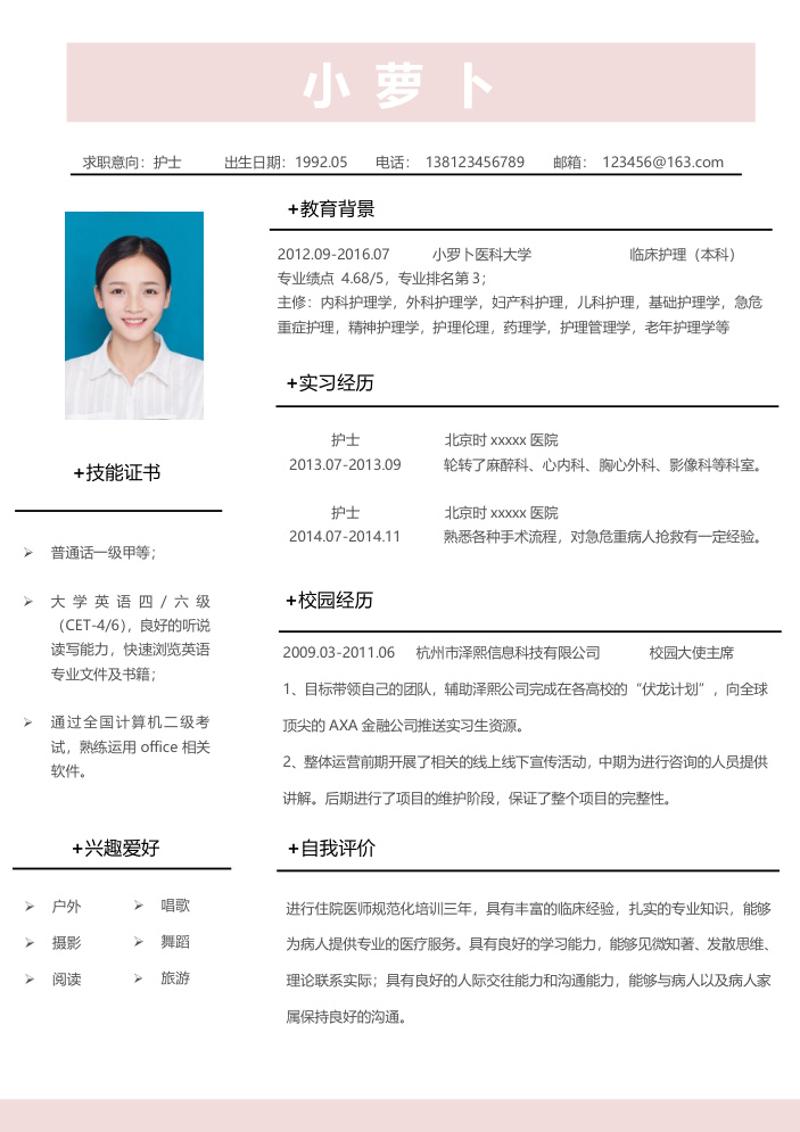 护士求职简历模板 - 顶尖PPT