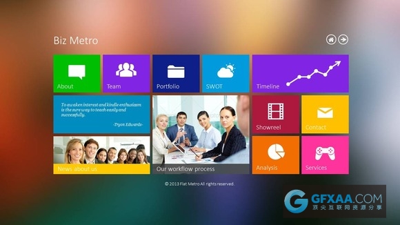 全动画演示 精仿扁平化WIN8风格PPT模板 - 顶尖PPT
