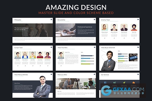 深色创意商务工公司通用PPT全动画模板 - 顶尖PPT