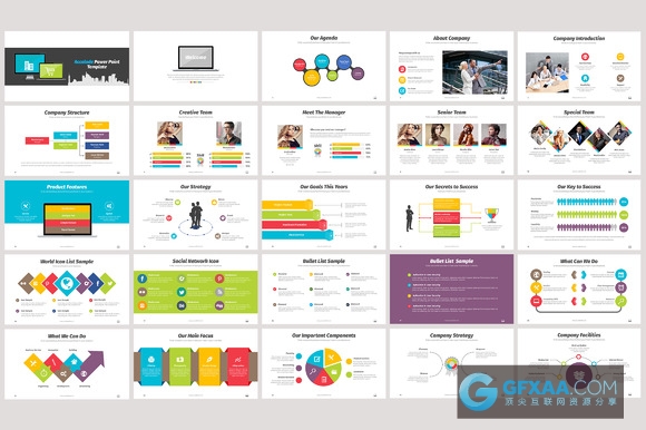 100多种配色图形图标PPT模板 - 顶尖PPT