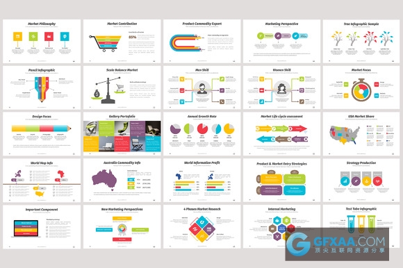 100多种配色图形图标PPT模板 - 顶尖PPT