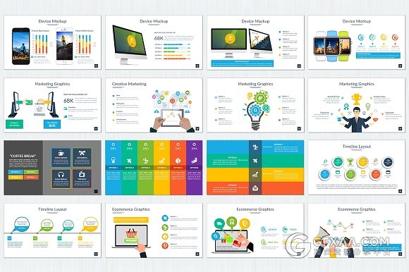 精美图形图标设计商务多用途PPT模板 - 顶尖PPT