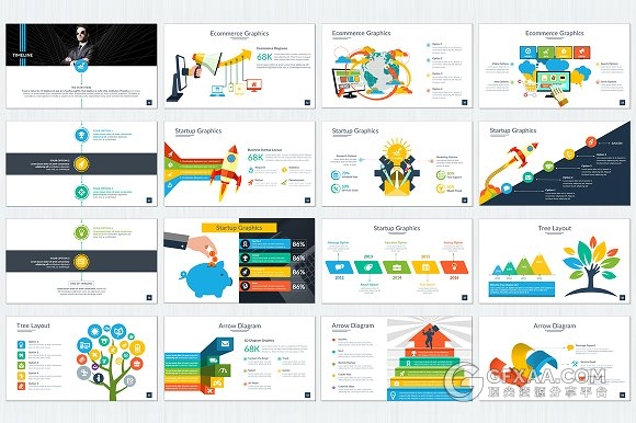 精美图形图标设计商务多用途PPT模板 - 顶尖PPT