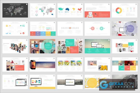 欧美彩色扁平化商务风PPT模板 - 顶尖PPT