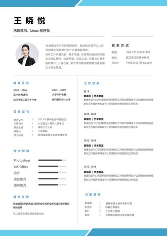 Linux运维程序员求职简历模板 - 顶尖PPT