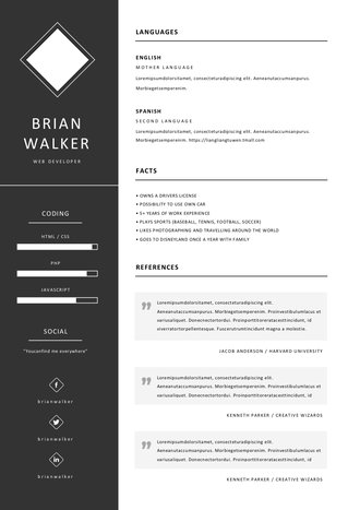 大气简约英文简历模板 - 顶尖PPT