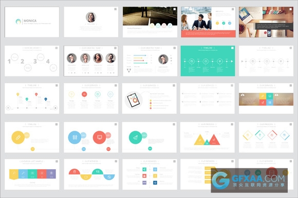 欧美彩色扁平化商务风PPT模板 - 顶尖PPT