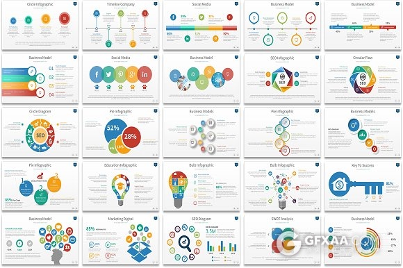 105页商务总结多图表Keynote模板 - 顶尖PPT