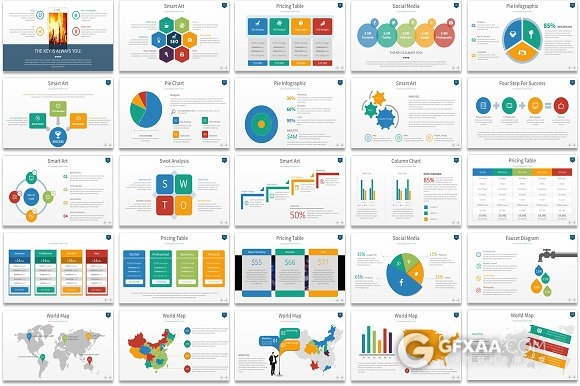 105页商务总结多图表Keynote模板 - 顶尖PPT