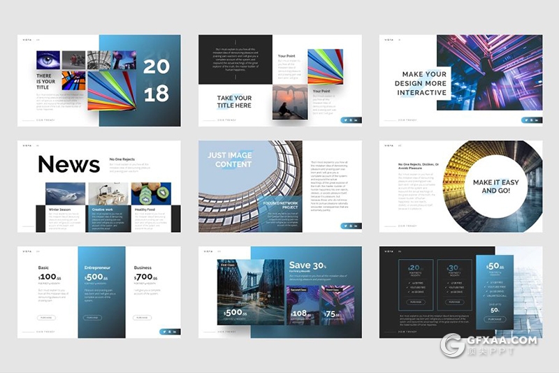 70页国外高逼格商务风格微立体图形PPT模板 - 顶尖PPT