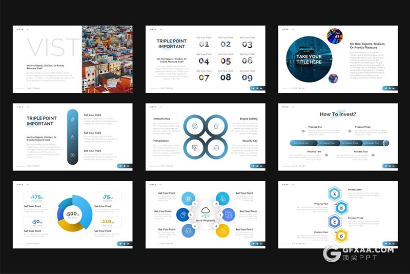 70页国外高逼格商务风格微立体图形PPT模板 - 顶尖PPT
