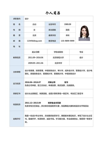 表格单页个人简历模板 - 顶尖PPT