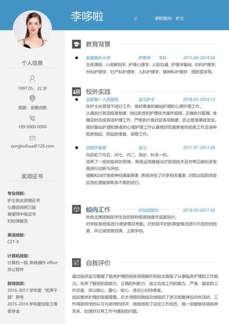 护士求职简历word模板 - 顶尖PPT