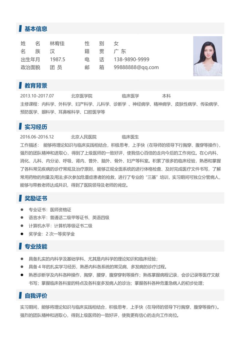 四页医生简历模板 - 顶尖PPT