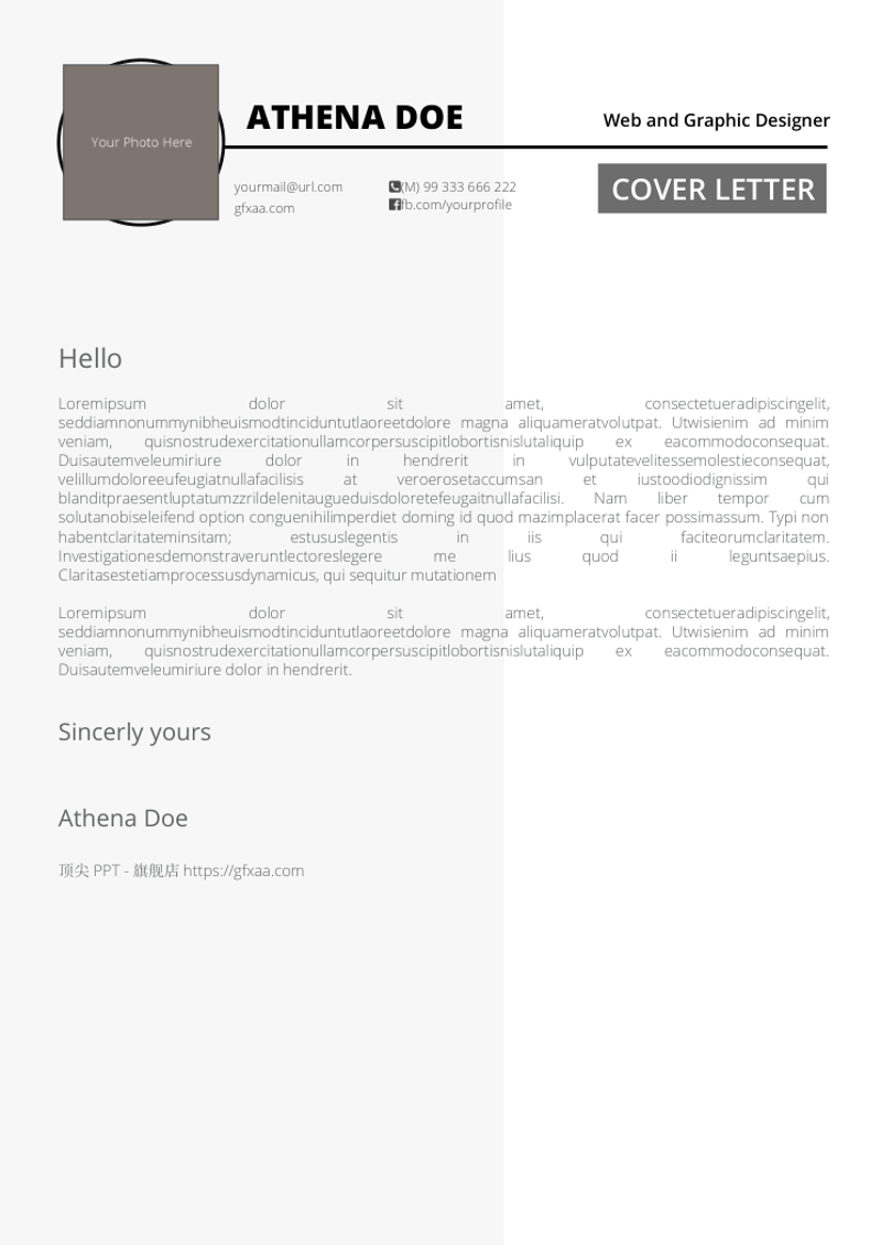 三页大气简约英文简历模板 - 顶尖PPT