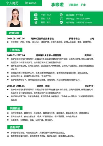 护士求职简历word模板 - 顶尖PPT