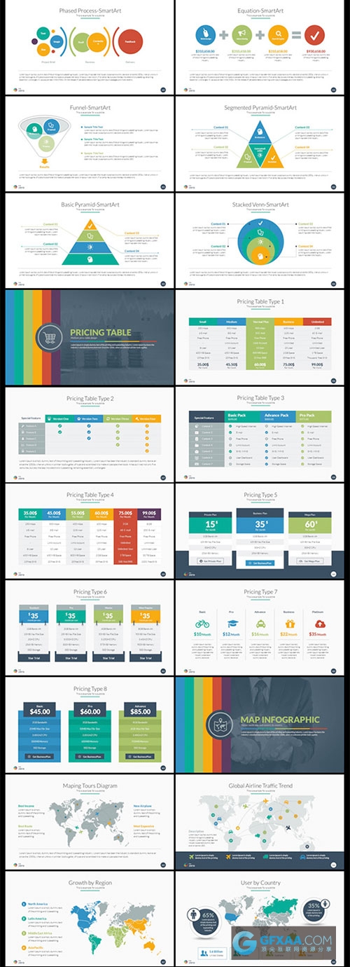 201页多色系图形图表PPT模板 - 顶尖PPT