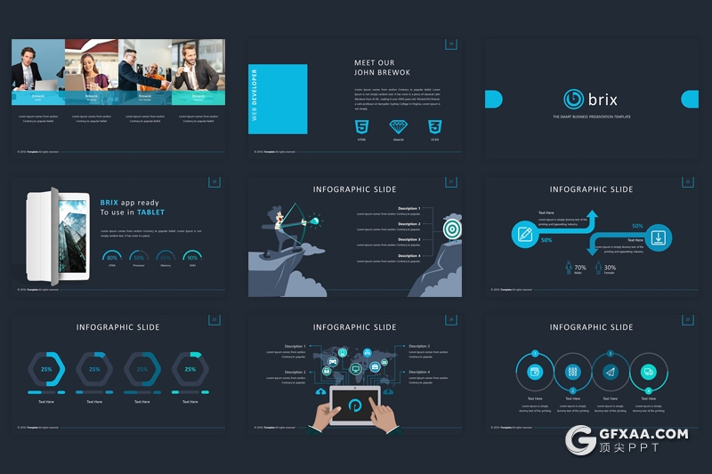 32页国外商务工作汇报团队介绍 5种配色2种尺寸 - 顶尖PPT