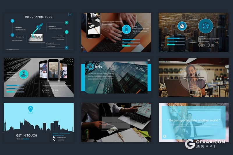 32页国外商务工作汇报团队介绍 5种配色2种尺寸 - 顶尖PPT