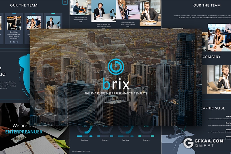 32页国外商务工作汇报团队介绍 5种配色2种尺寸 - 顶尖PPT