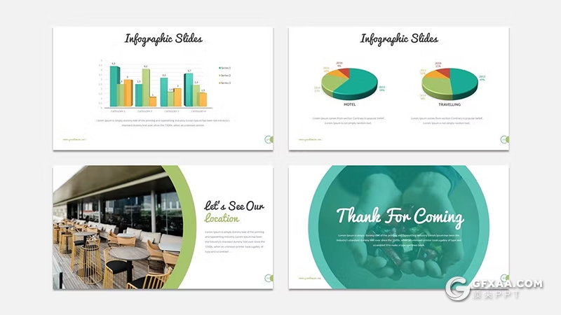 30页餐饮美食介绍展示数据分析国外keynote模板5种配色