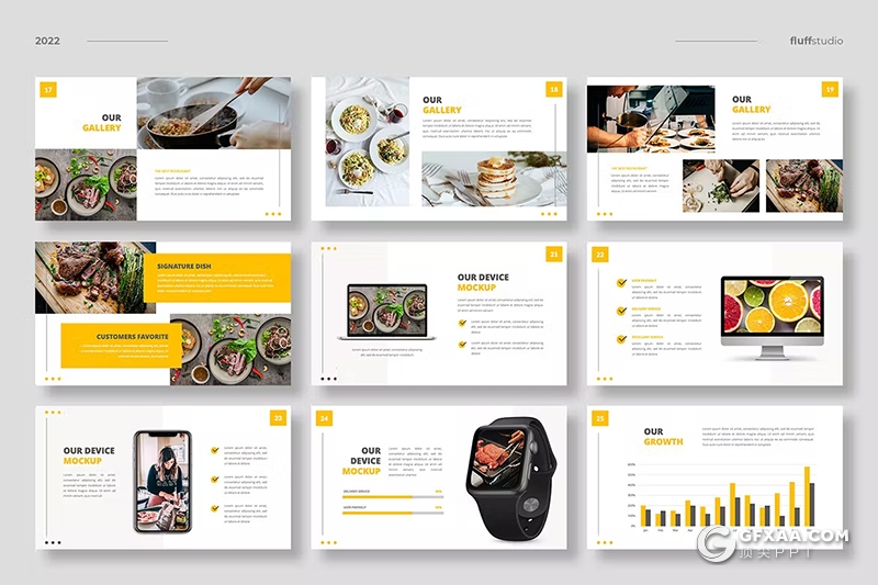 30页餐厅餐饮美食介绍展示数据分析国外PPT模板