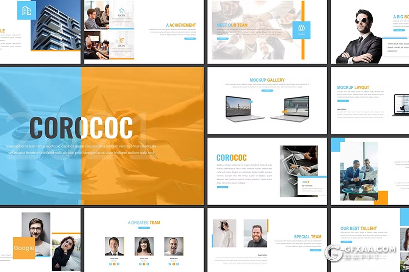 30页企业业务团队介绍商务通用国外GoogleSlides模板5种配色