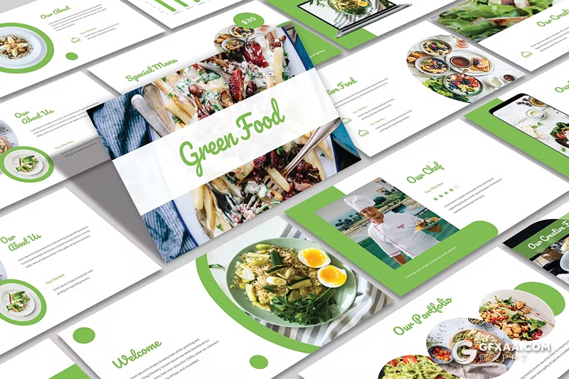 30页绿色蔬菜食品介绍通用国外KeyNote模板