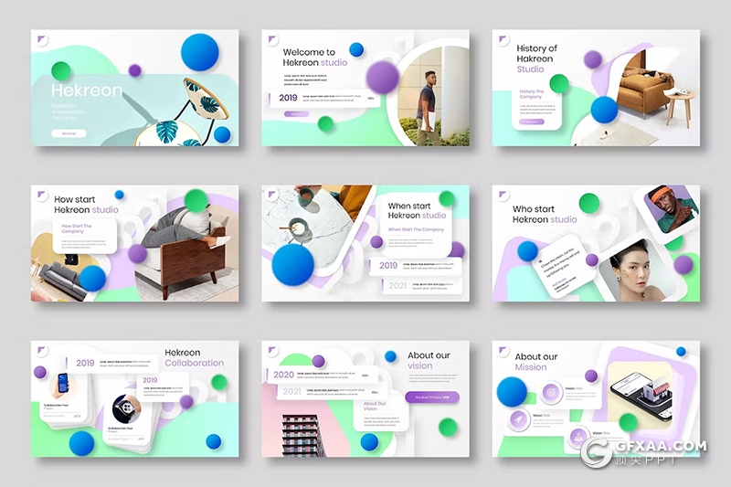 39页多色彩精美时尚商业计划团队介绍商务通用国外GoogleSlides模板