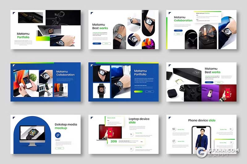 39页蓝绿渐变色品牌宣传商业计划商务通用国外GoogleSlides模板
