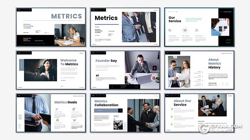 30页蓝灰色业务合作商业计划团队介绍商务通用国外GoogleSlides模板