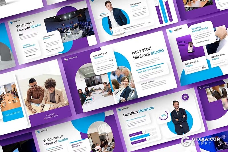 39页蓝紫色业务合作商业计划团队介绍商务通用国外KeyNote模板