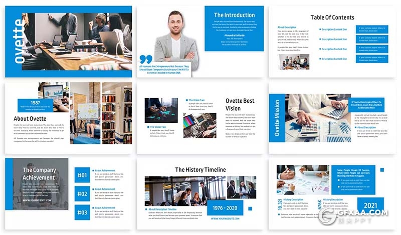 30页业务合作团队介绍商业计划商务通用国外GoogleSlides模板5种配色