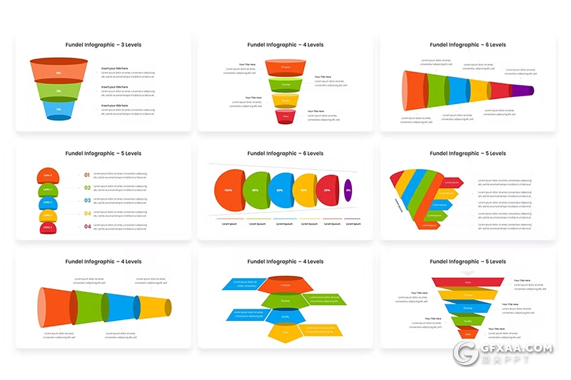 30页多色彩微立体信息图形图表PPT模板