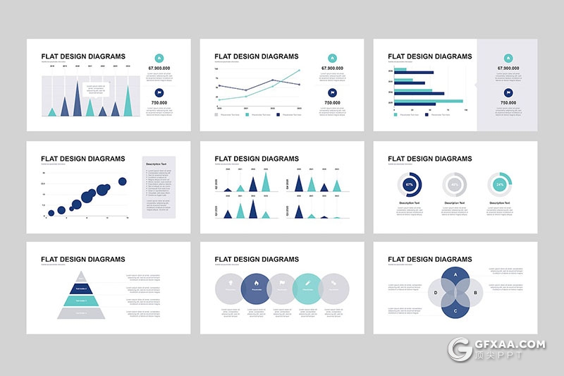 31页蓝色大气商务财务数据分析图形图表PPT模板