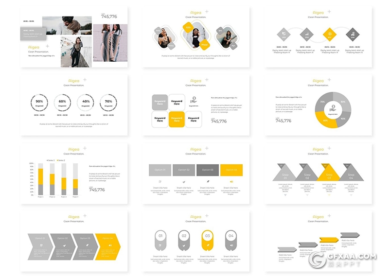 30页服装行业交流会服装活动策划展示通用国外GoogleSlides模板5种配色