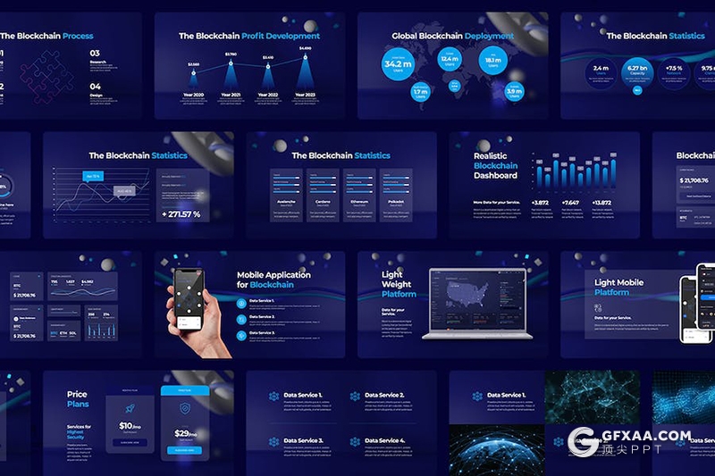 蓝色科技风营销推广项目资金众筹主题keynote模板