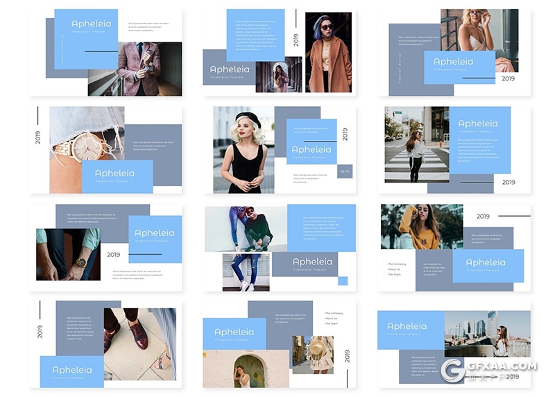 30页服装摄影展示服装活动策划营销通用国外PPT模板5种配色