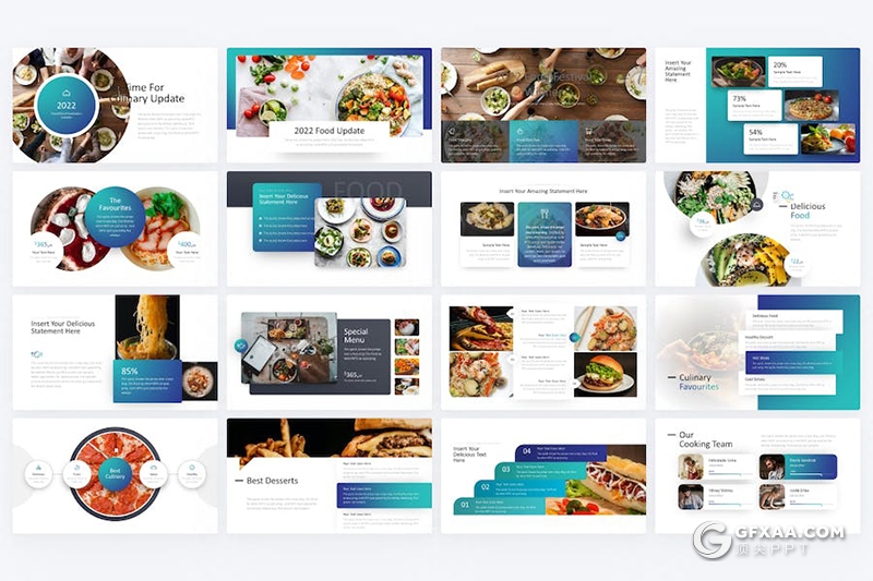 30页餐厅介绍餐饮美食主题国外PPT模板