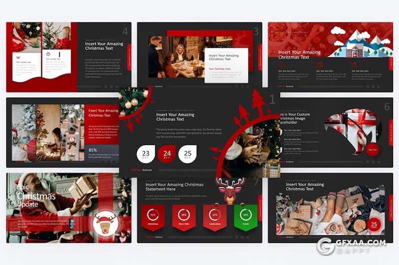 红色圣诞节主题keynote模板