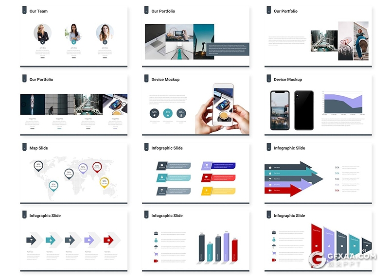 30页商业计划企业介绍团队介绍多用途国外GoogleSlides模板5种配色